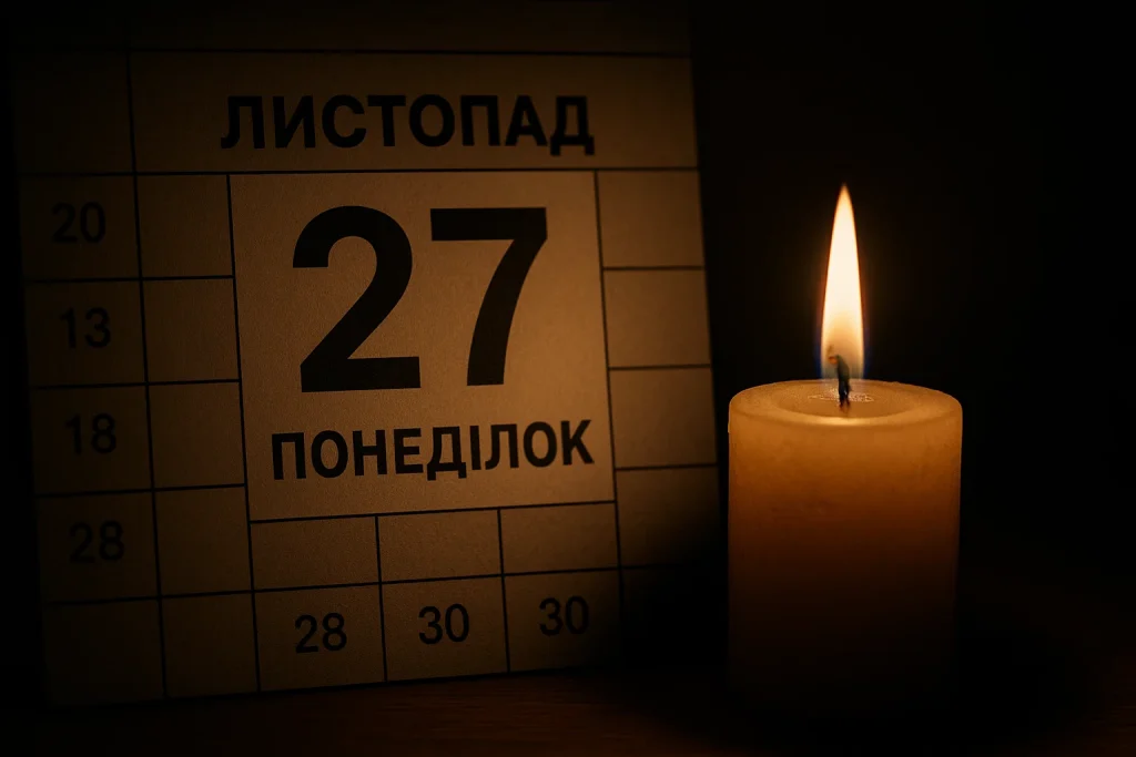 Графік відключень світла 27 листопада на Дніпропетровщині: кого знеструмлять і на скільки Відключення світла 27 листопада на Дніпропетровщині