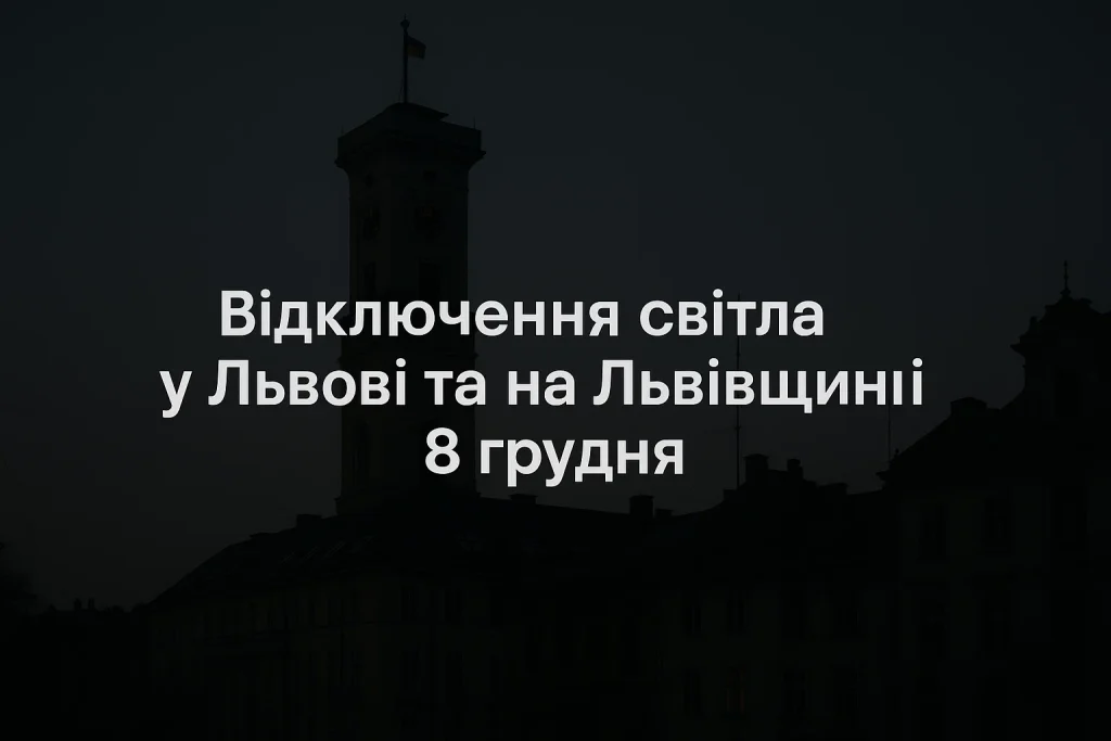 Графік вимкнень світла у Львові та Львівській області 8 грудня: повний перелік годин Графік вимкнень світла у Львові та області 8 грудня