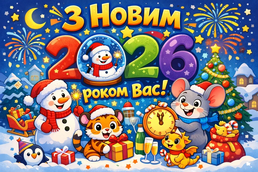 Картинки й красиві привітання з Новим роком 2026