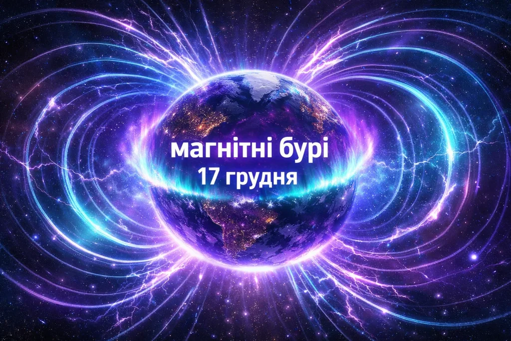 Магнітні бурі 17 грудня 2025 в Україні: вплив і прогноз по регіонах Магнітні бурі 17 грудня 2025 в Україні: вплив і прогноз по регіонах