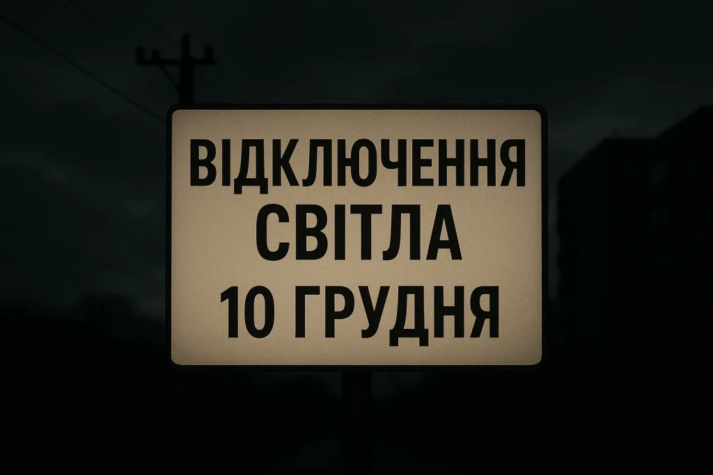 Оновлений графік відключень світла 10 грудня на Дніпропетровщині: коли не буде електрики Відключення світла 10 грудня на Дніпропетровщині — графік