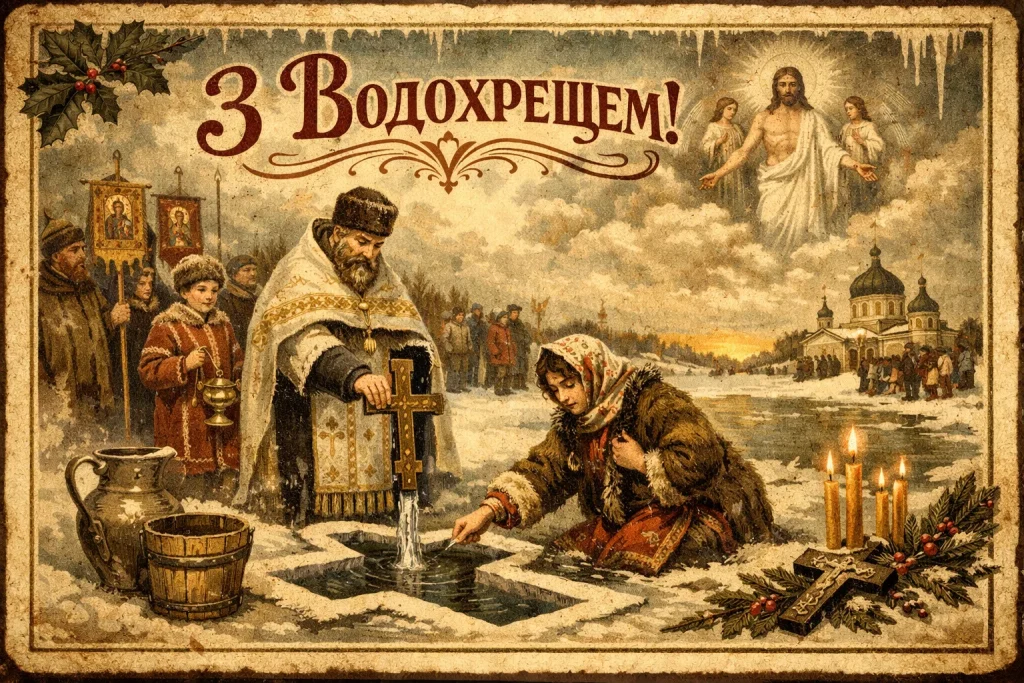 Привітання з Водохрещем 2026 року, щирі вітання та листівки