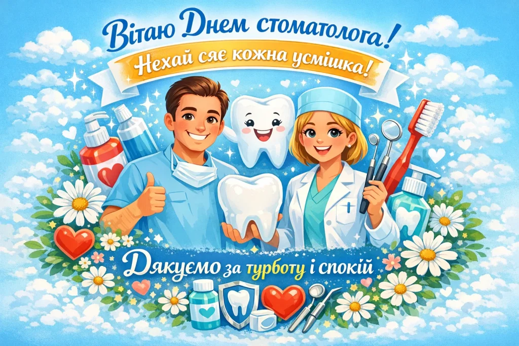 День стоматолога 2026 — коли святкують, найкращі привітання, вірші та картинки-листівки
