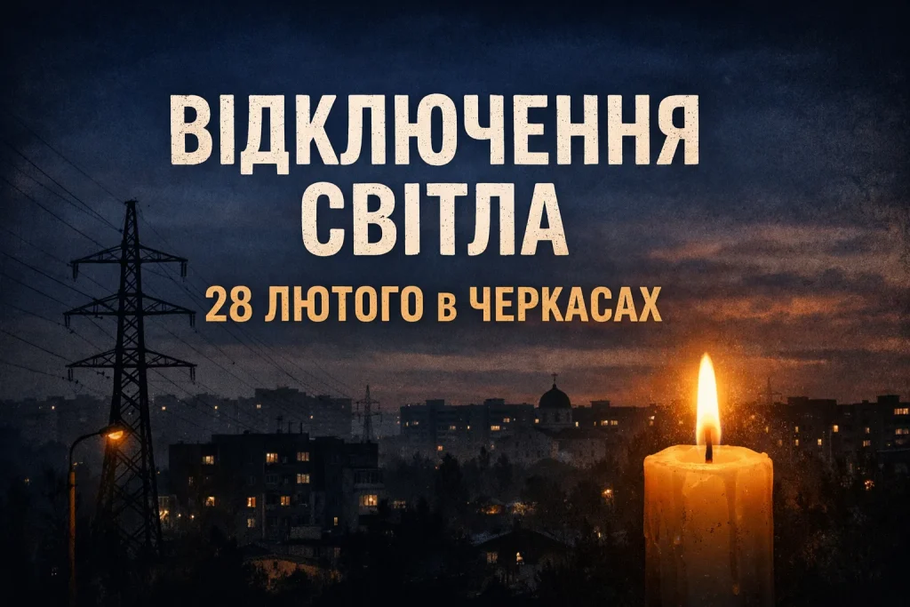 Графік погодинних відключень 28 лютого (ГПВ) в Черкасах по групах 1.1–6.2