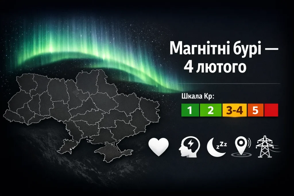 Магнітна буря в Україні 4 лютого: Kp-індекс, симптоми, поради Магнітна буря в Україні 4 лютого: Kp-індекс, симптоми, поради