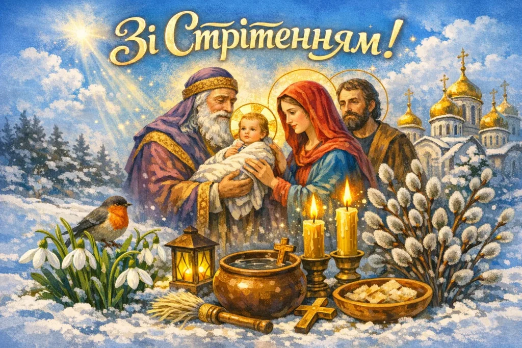 Привітання зі Стрітенням Господнім 2026 своїми словами і в картинках