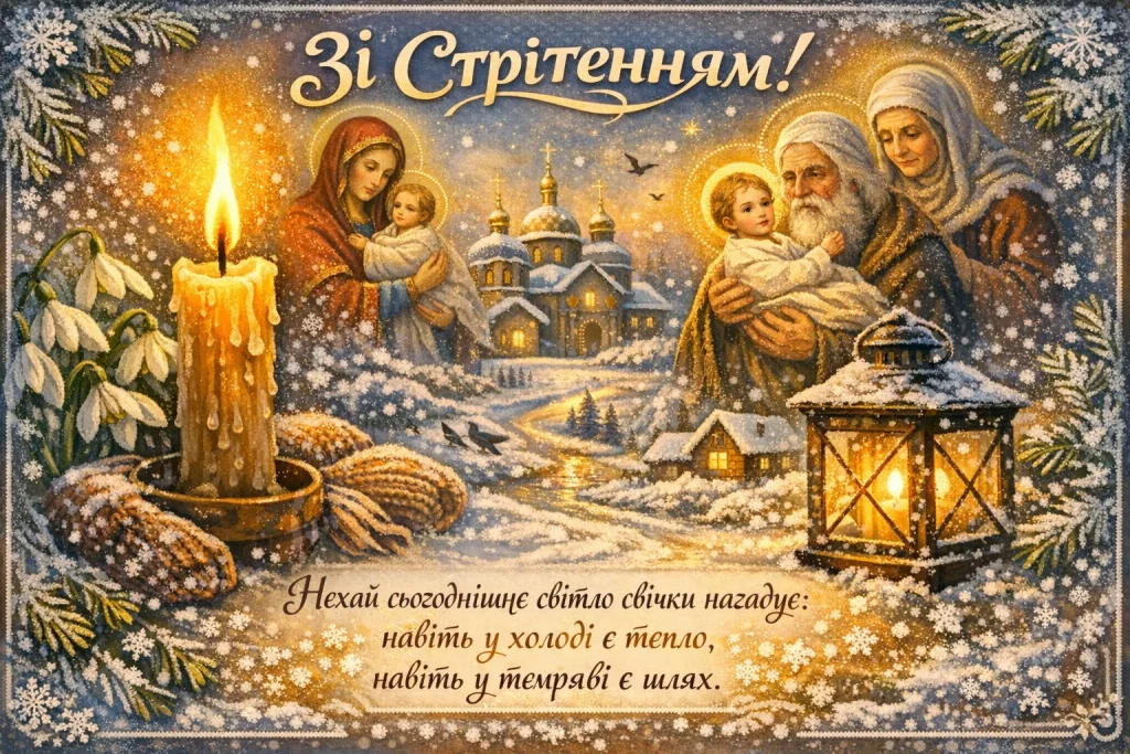 Привітання зі Стрітенням Господнім 2026 своїми словами і в картинках