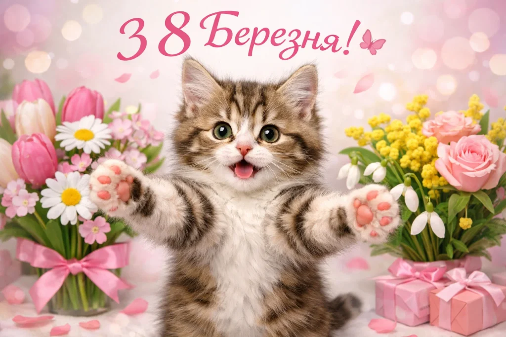 Гарні привітання, листівки та картинки з 8 березня 2026 українською 