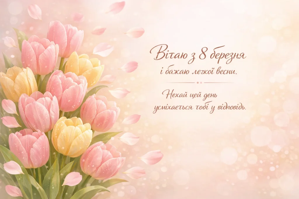 Гарні привітання, листівки та картинки з 8 березня 2026 українською 