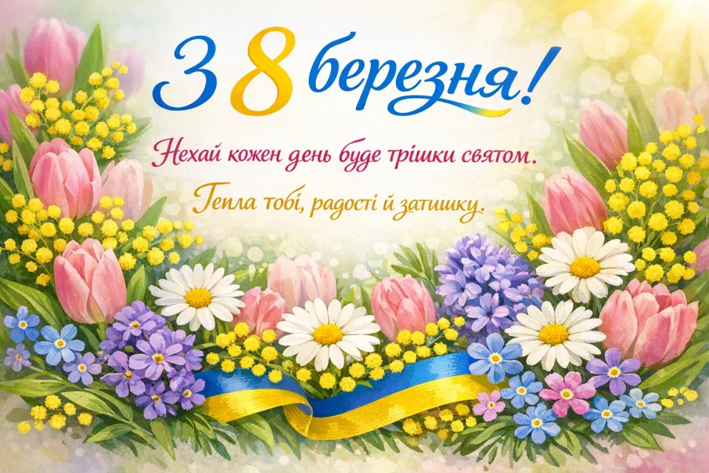 Гарні привітання, листівки та картинки з 8 березня 2026 українською 