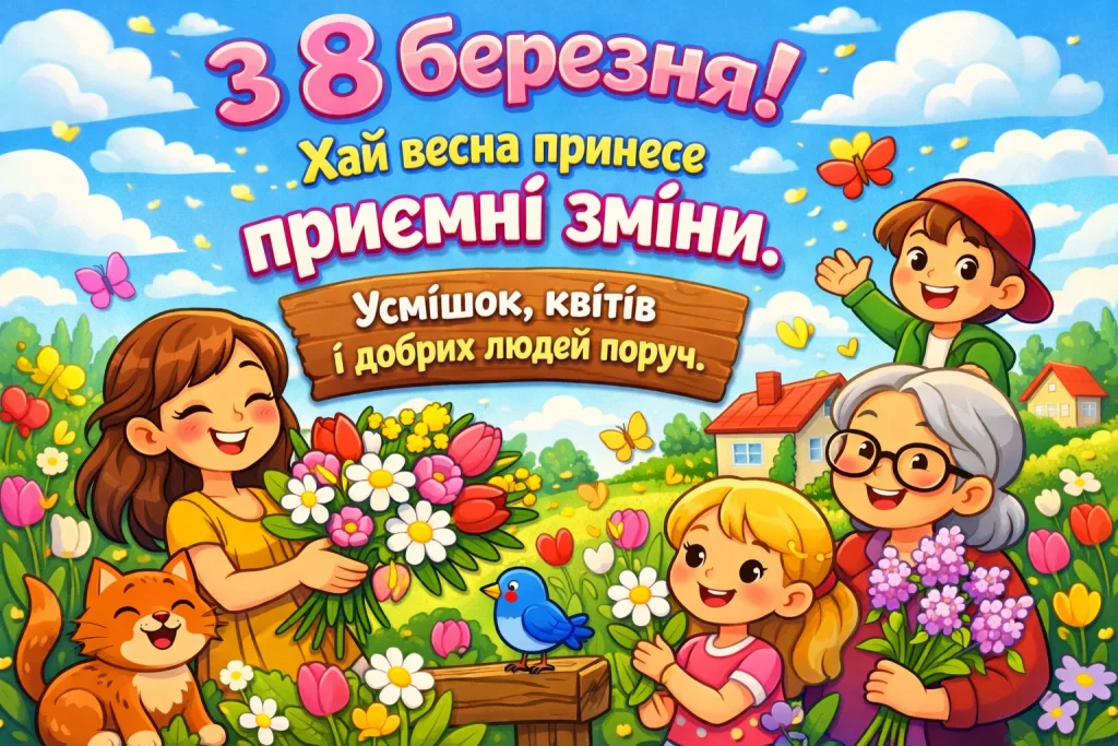 Гарні привітання, листівки та картинки з 8 березня 2026 українською 