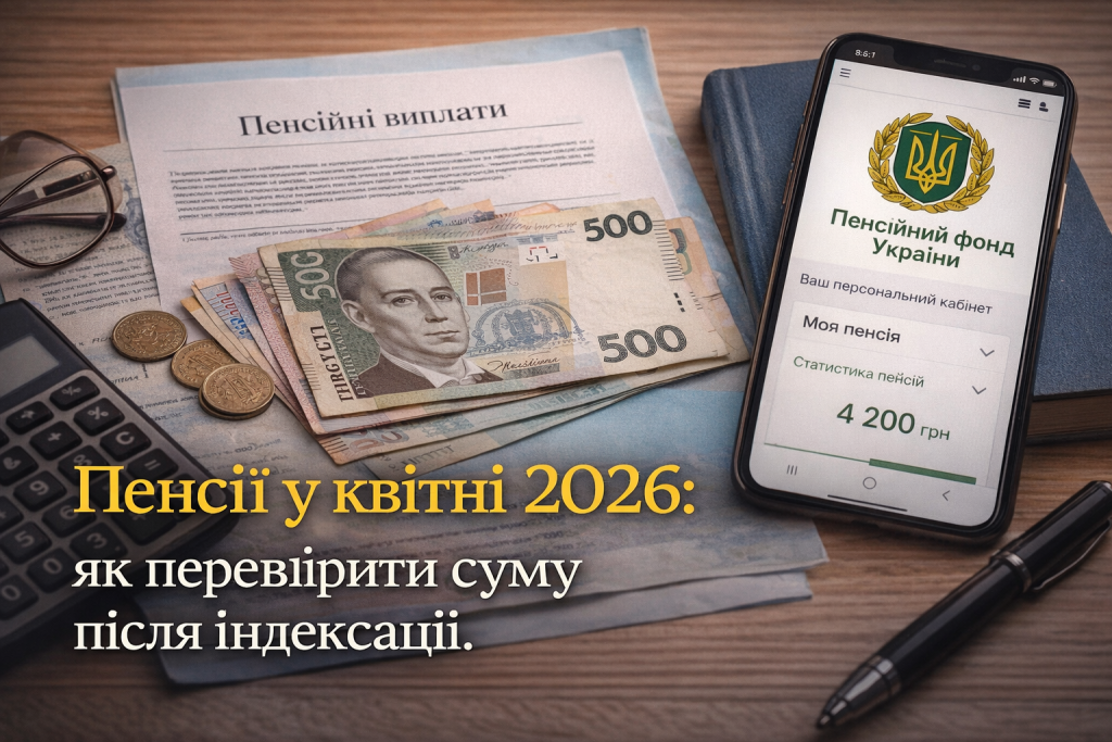 Пенсії у квітні 2026: як перевірити суму після індексації