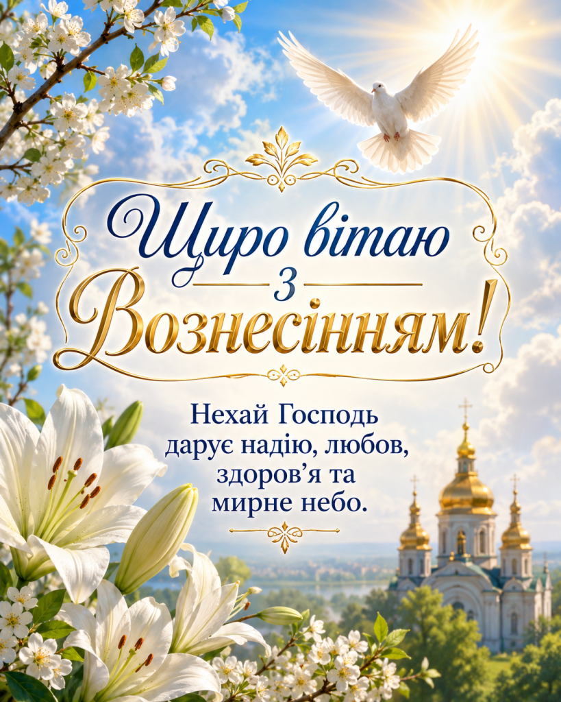 Привітання з Вознесінням Господнім: красиві слова, листівки, короткі побажання і щирі тексти для рідних