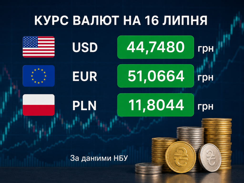 Курс валют на 16 липня 2026 року: скільки коштують долар, євро і злотий
