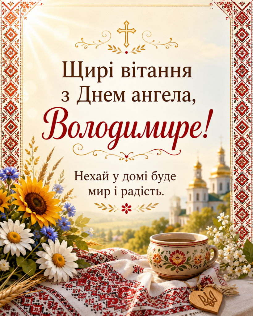День ангела Володимира 2026: красиві привітання у прозі, віршах і картинках