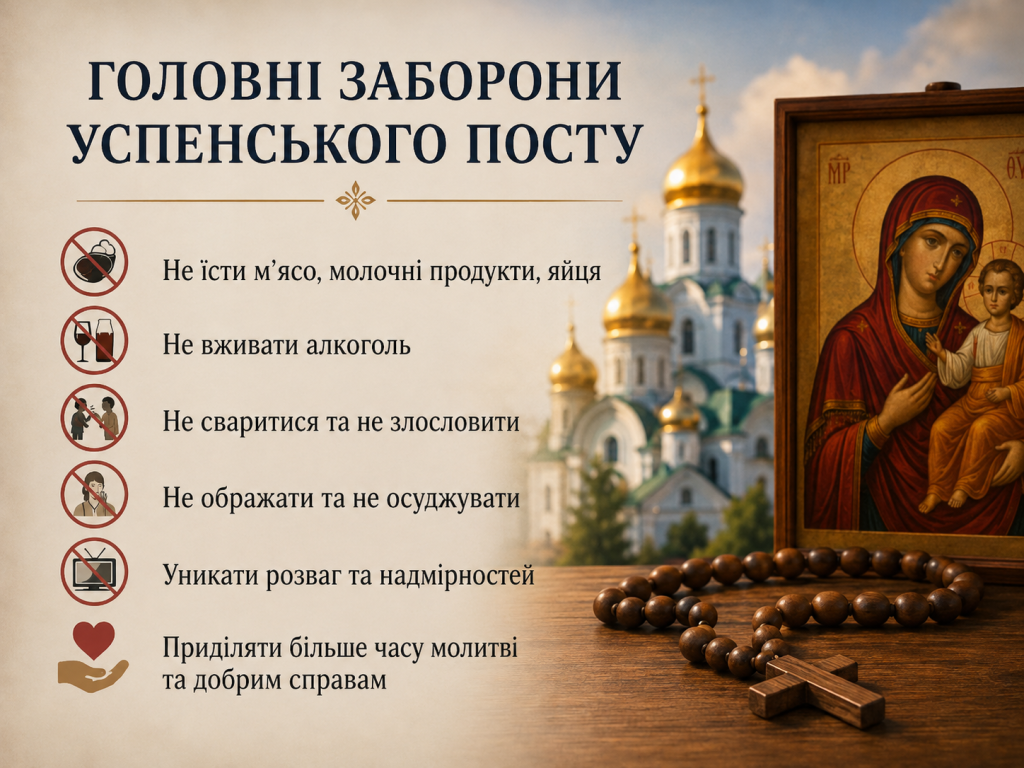 Успенський піст починається 14 серпня: головні правила, заборони та що можна їсти