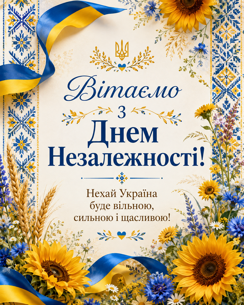Привітання з Днем Незалежності України 2026: красиві слова, побажання у прозі та короткі привітання