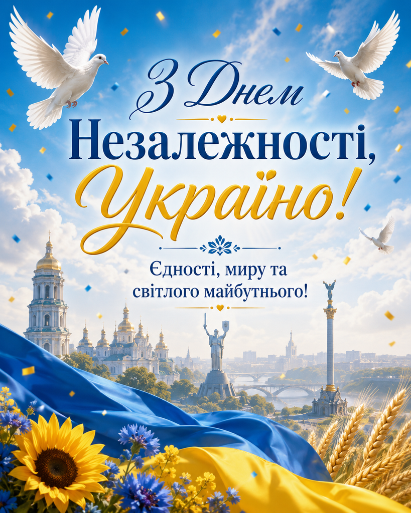 Привітання з Днем Незалежності України 2026: красиві слова, побажання у прозі та короткі привітання