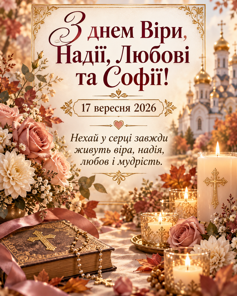Віра, Надія, Любов і Софія 17 вересня 2026: привітання та листівки