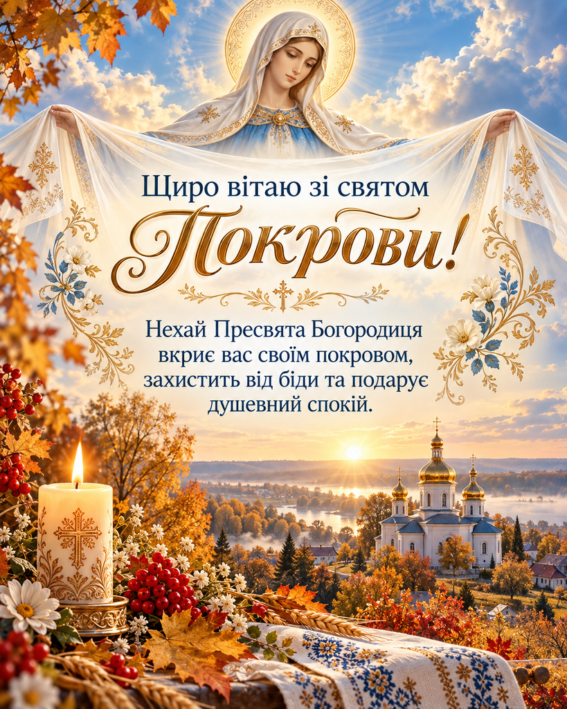 Покрова Пресвятої Богородиці 2026: привітання, побажання і красиві слова